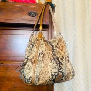 COACH‼️Madison Phoebe Python Print Canvas Hobo